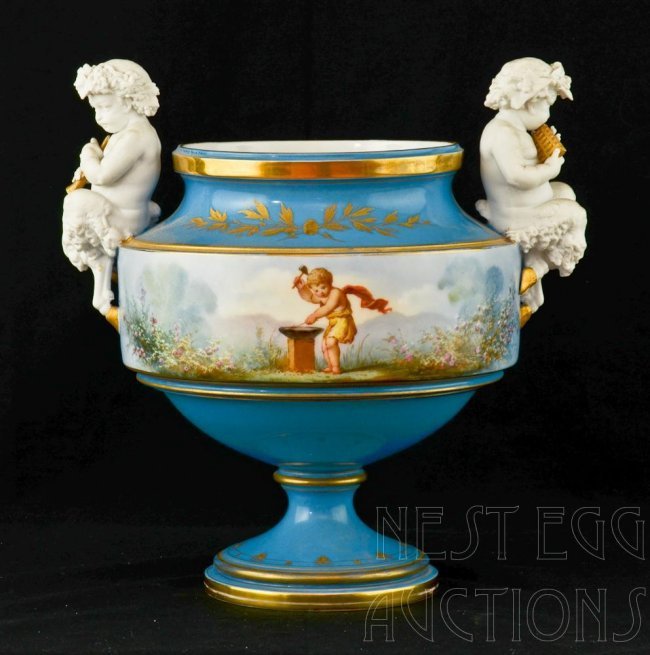 Pair Antique German Sevres quality Bisque/Parian ware Figurine Statue Marked