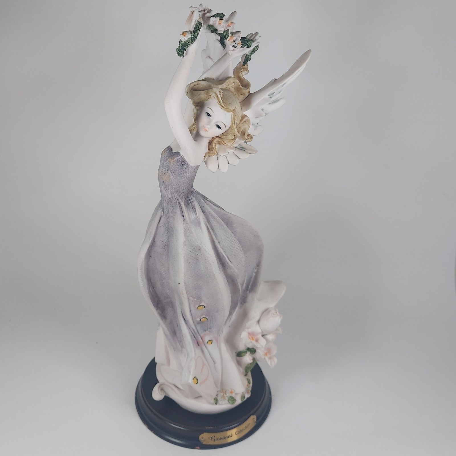 Giovanni Turtle King Fairy Angel Figurine Flower Garland Resin 11.5″
