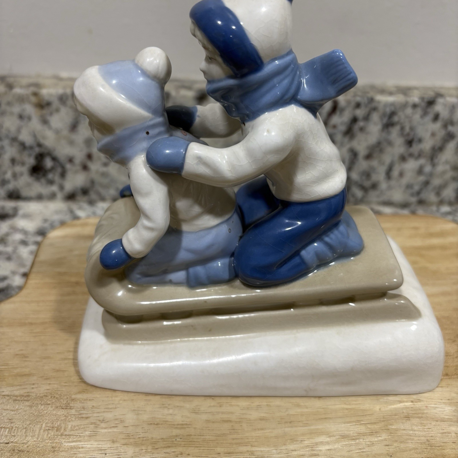 Paul Sebastian 1992 VTG Children Sledding Figurine – Lladro Porcelain- Glossy