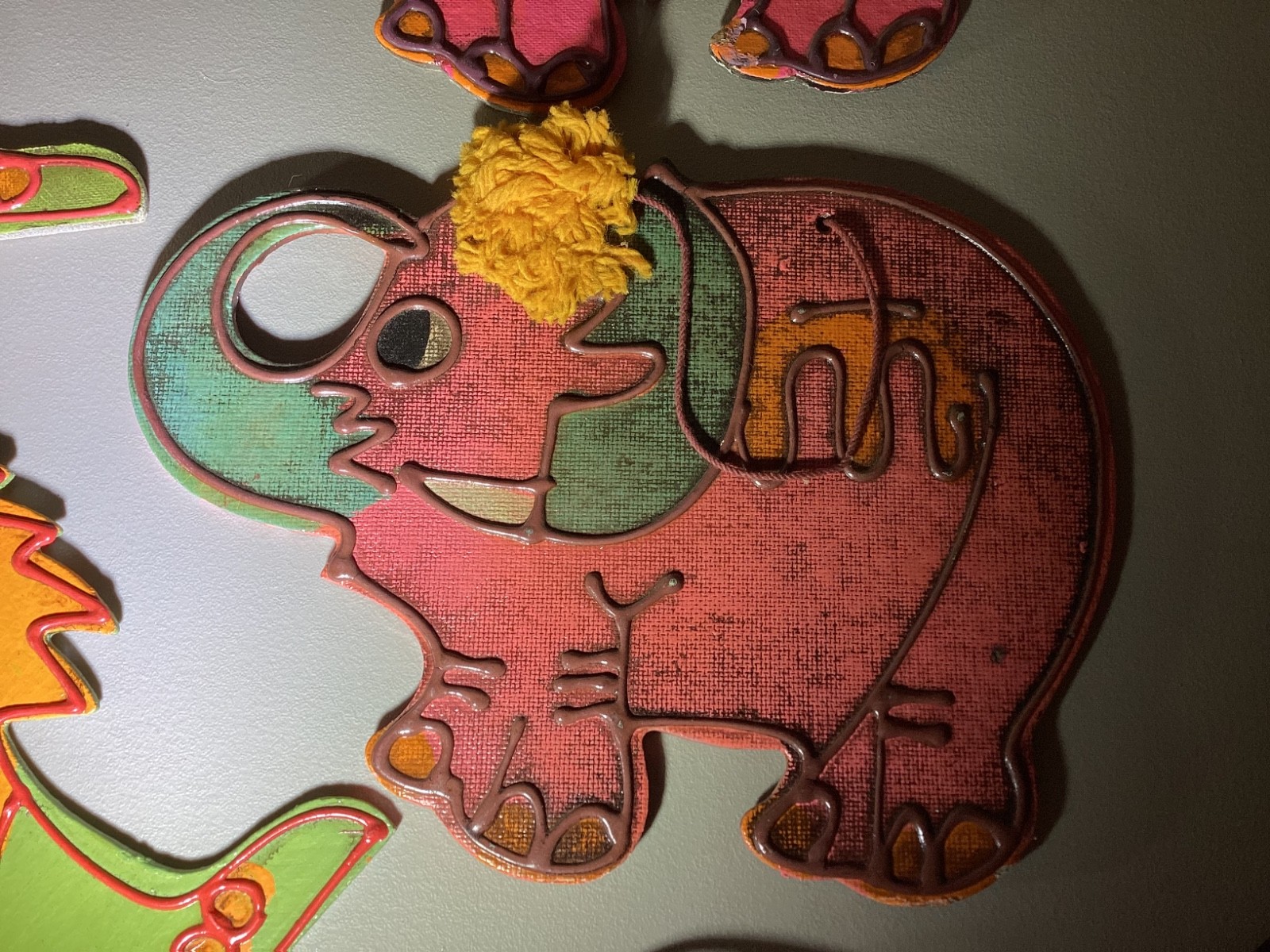 6 Vintage 1970s MCM Ardco Japan Animal Wall Hanging – Hand Painted Cardboard Art