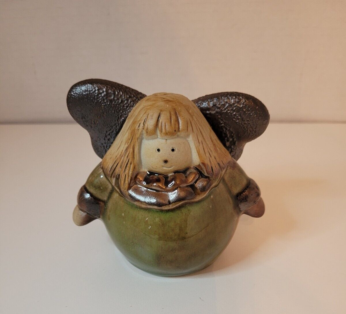 Angel Figurine Glazed Roly Poly Textured Wings. approx. 3.5″(BU-18-M-2)