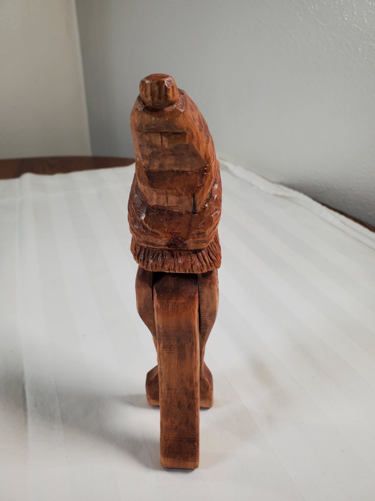 Hand Carved Wooden Figurine Depicted with Man with Hat and Beard 8.5 Inches Tall
