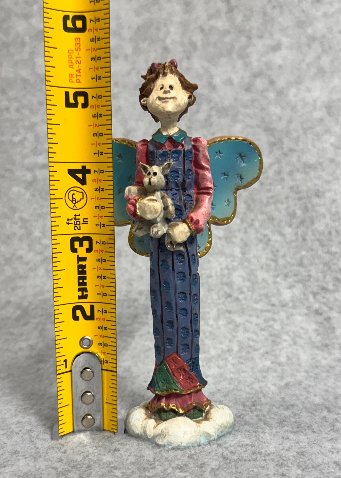 Russ Berrie Heavensent Angel Figurine #18824 Teddy Bear Star Wings Vintage