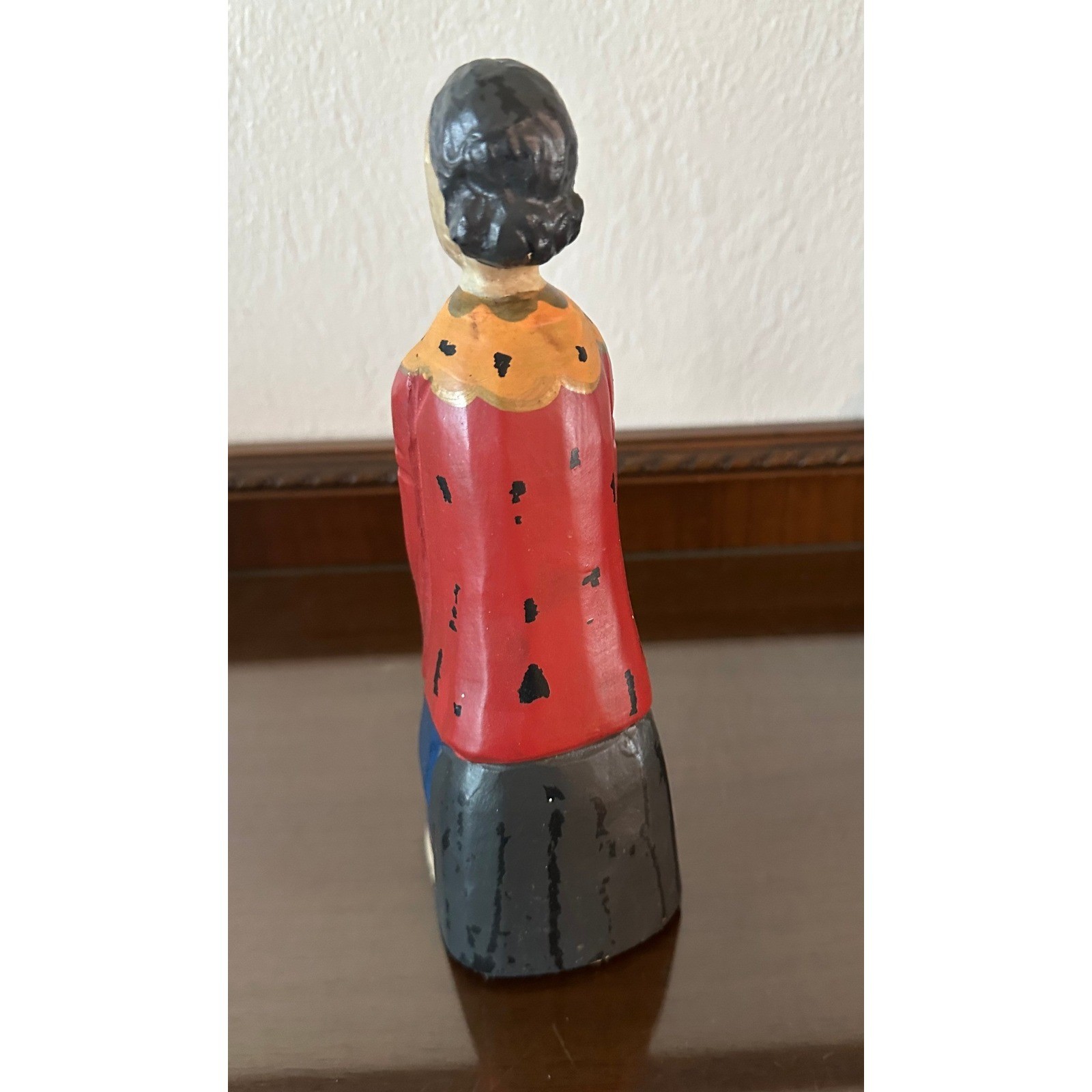 Vintage Asian Woman Chalkware Figurine Hand Painted Folk Art Statue 9 Inch