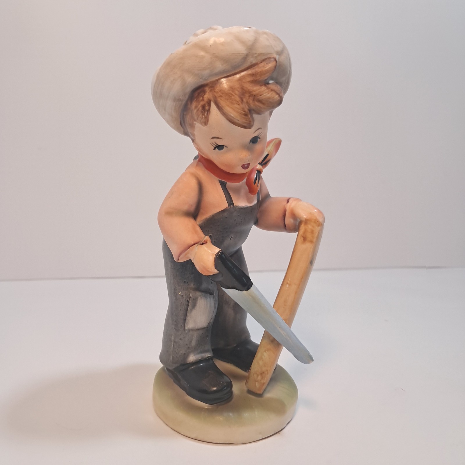 Enesco Imports Young Boy Carpenter Lumberjack Sawing Board 6″ Figurine Japan