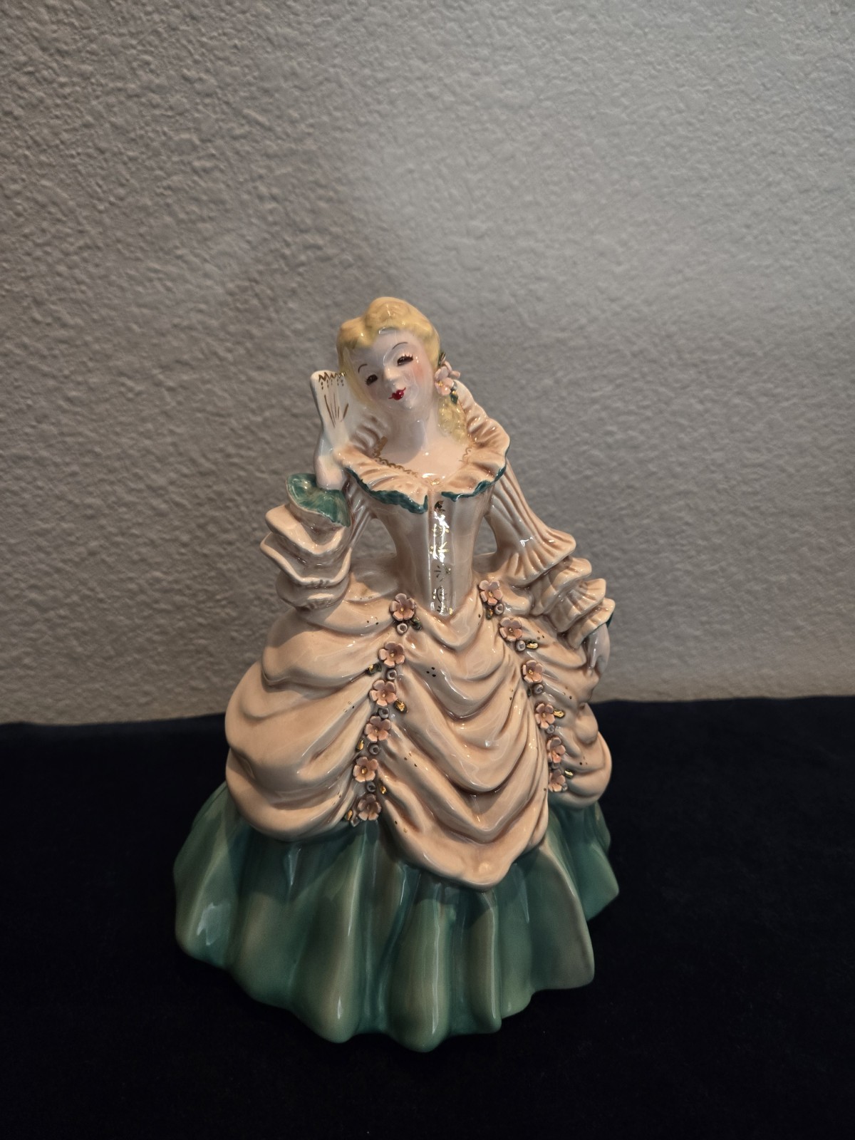 Vintage Original Amelia by Florence Ceramics 8″ tall Blonde Hair Green Dress