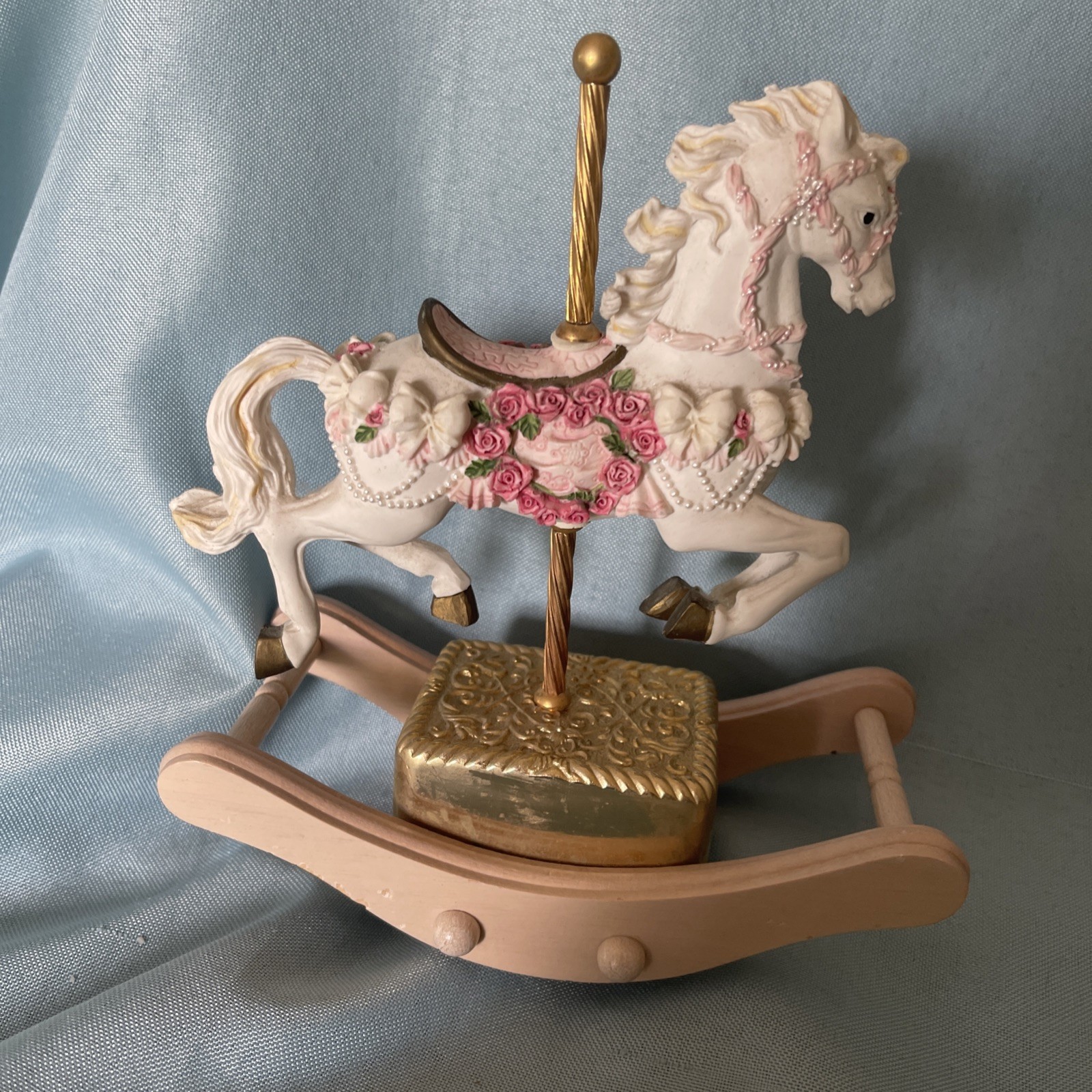 Vintage San Francisco Music Box Company Musical Carousel Rocking Horse 1990