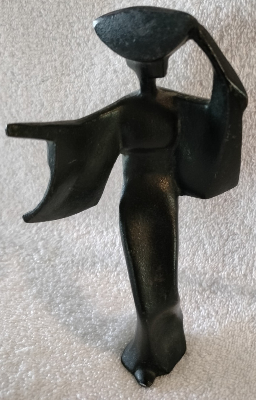 MCM Vintage Dancing Geisha Girl Cast Iron Sculpture Figurine Mid Century Modern