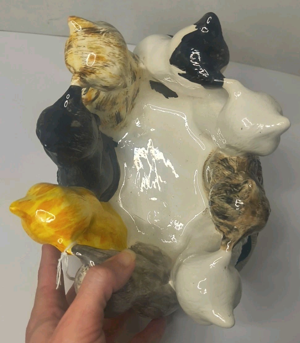 Vintage Holland RARE LARGE Mold Ceramic Cats Figurine Molding