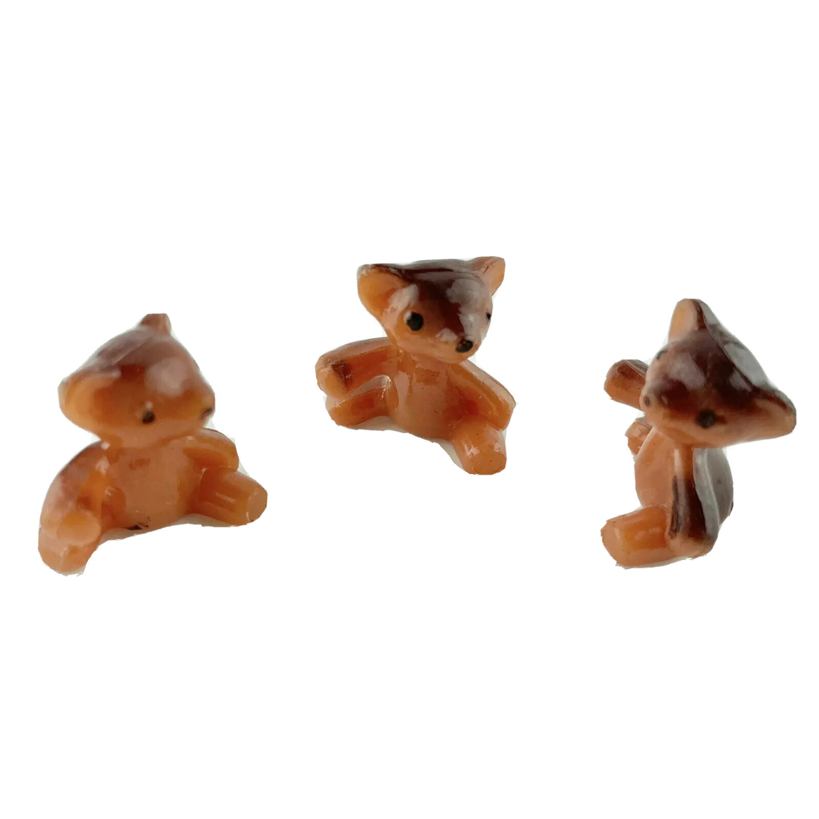 Vintage Bears Mini Figurines Set of 3 Hard Molded Plastic Hand Painted