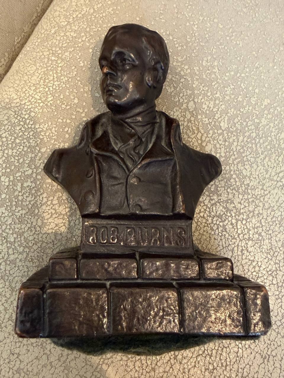 Vintage Robert Rob Burns Bronze Bust Sculpture Scottish Poet Library Statue Deco