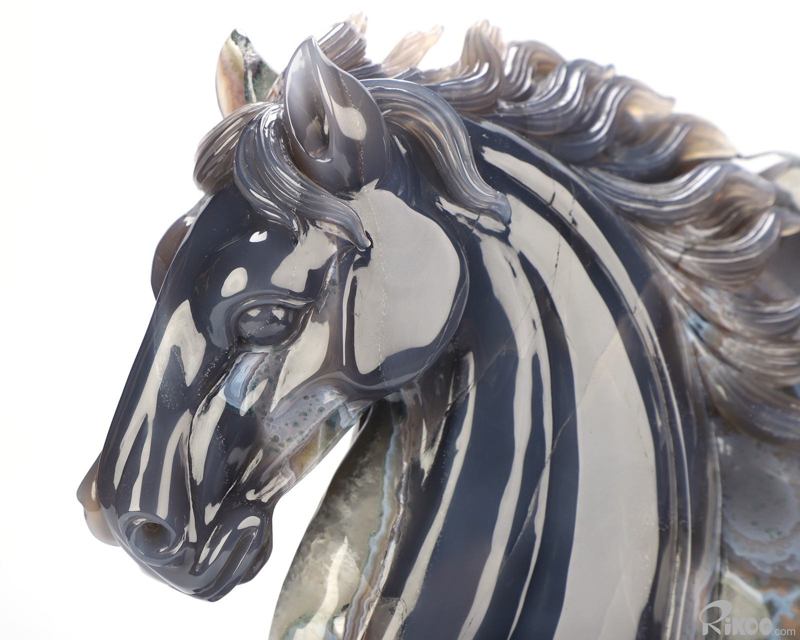 9.8″ Agate Amethyst Geode Hand Carved Crystal Horse Sculpture, Crystal Healing