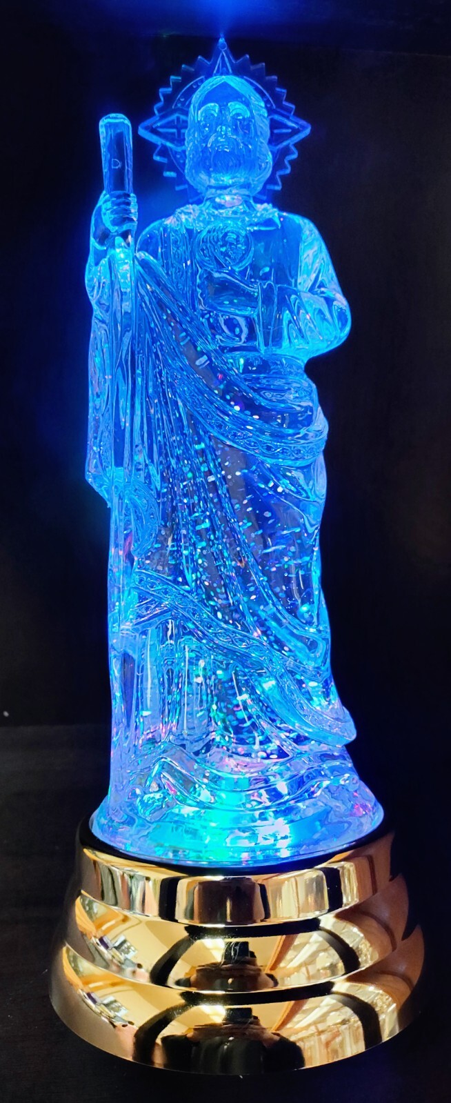 14″ St Jude – San Judas Tri-Color Lighted Swirl Glittering Figurine LD-2708