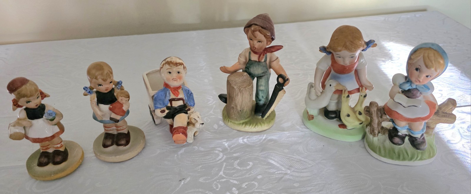 Lot of 6 Vintage Mixed figurines. Hummel Like and others. see pics.