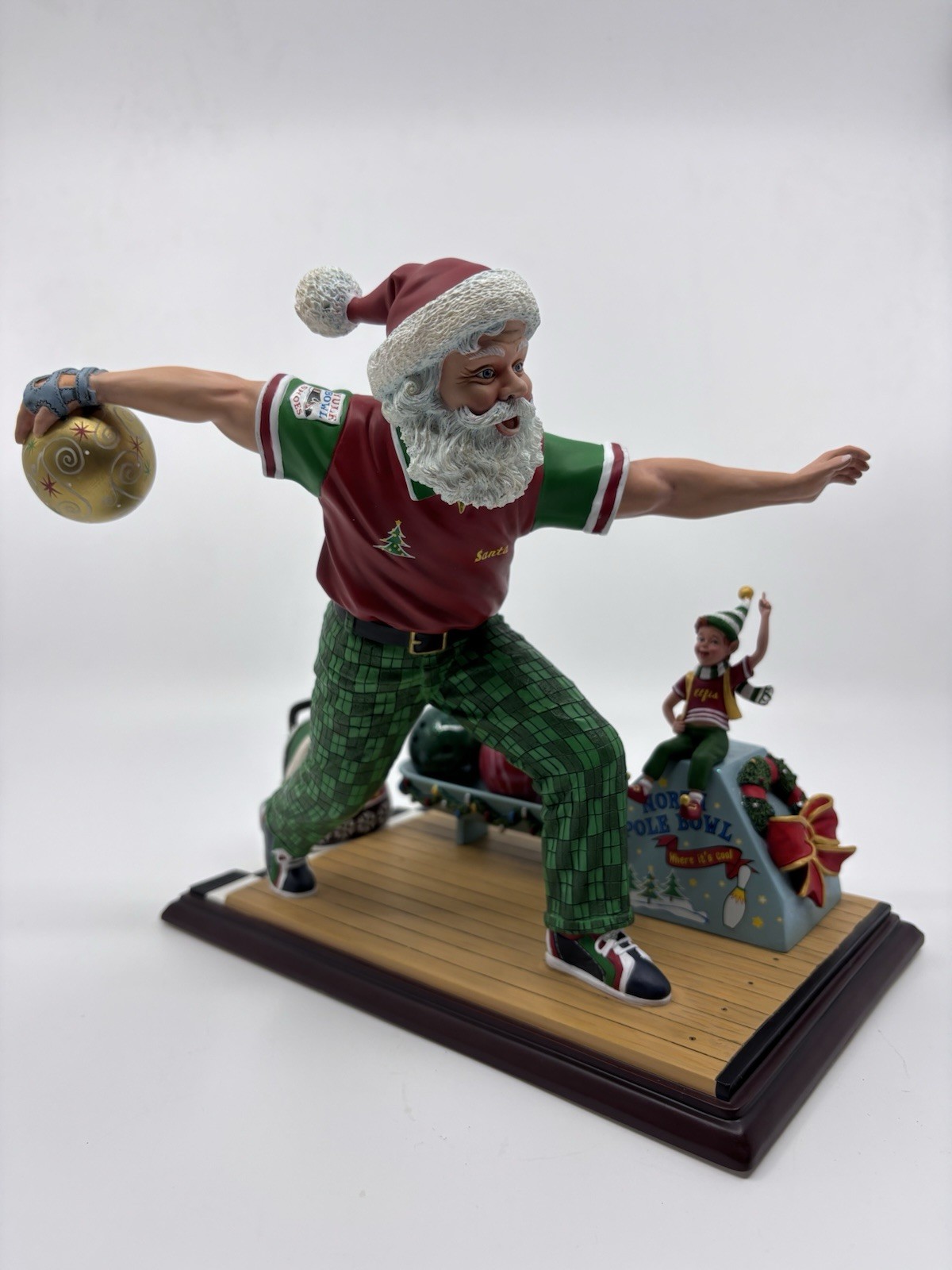 RARE Danbury Mint Bowling Santa Christmas Figurine