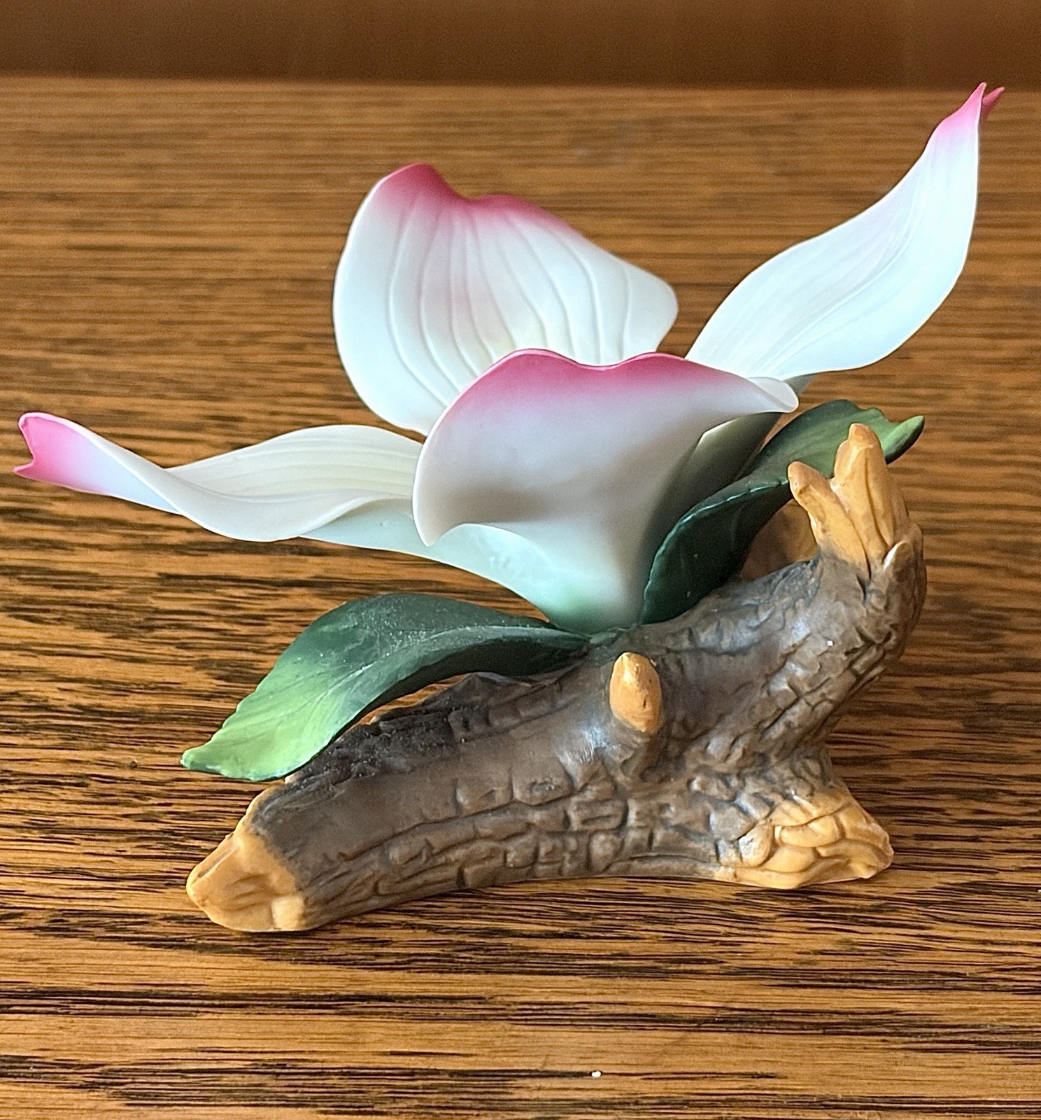 Vtg Porcelain Dogwood Blossom & Branch Hand-Painted Figurine Andrea by Sadek A++