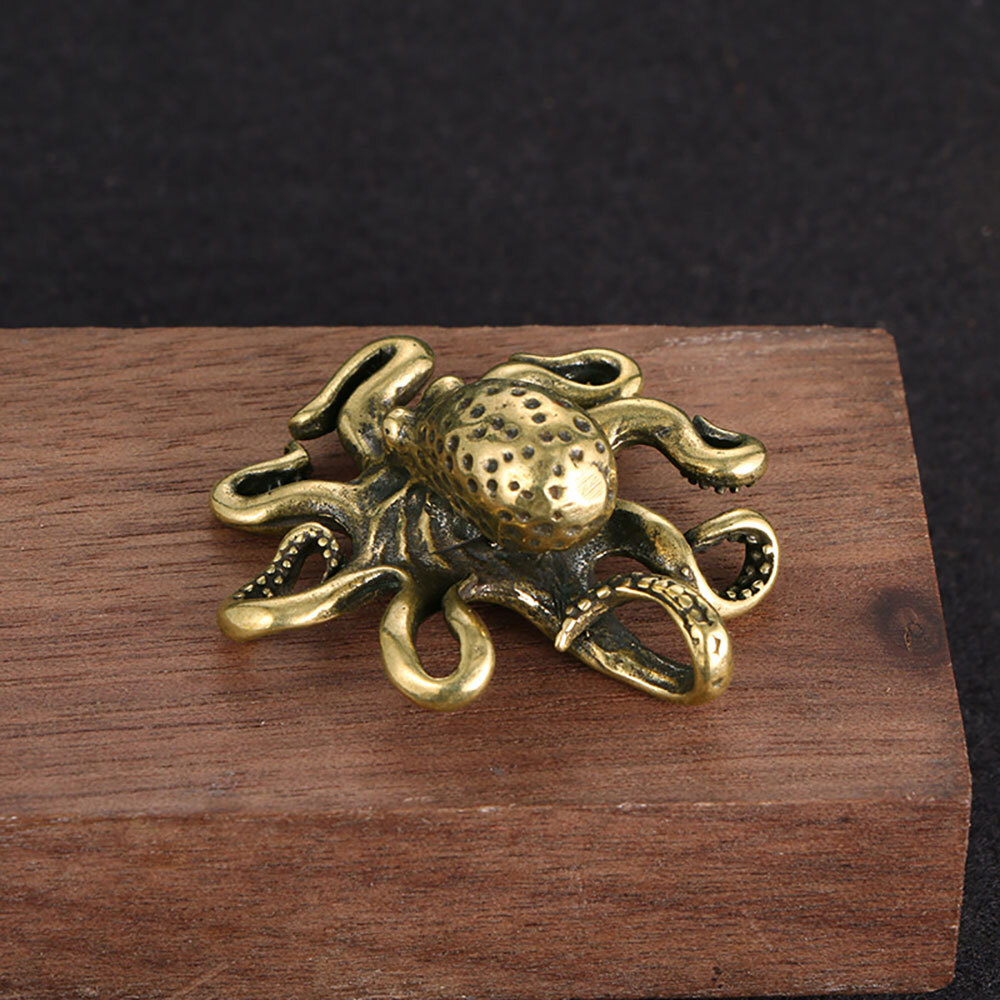 1Pc Brass Octopus Figurine Mini Statue Home Decoration Animal Figurines Gifts US