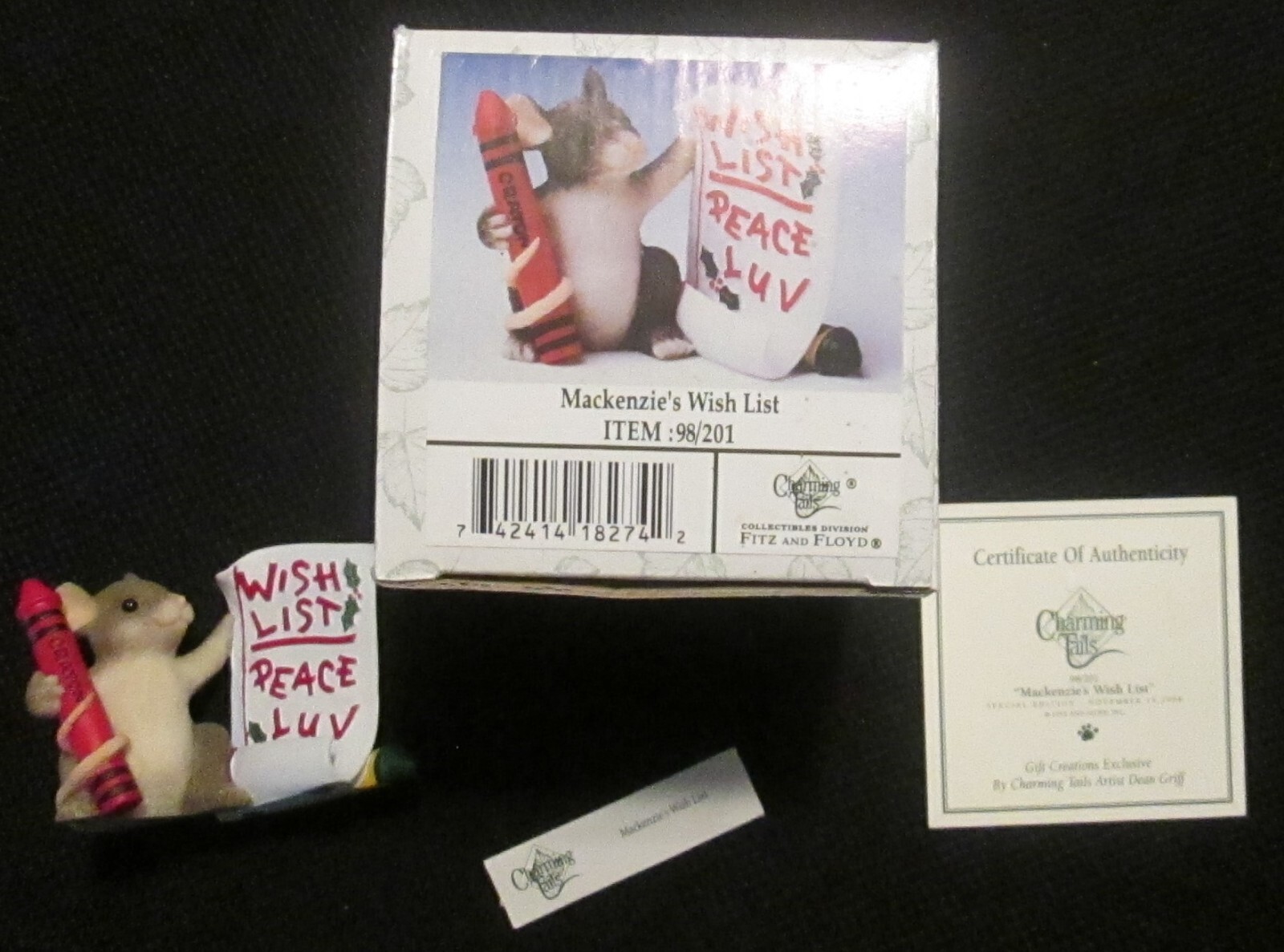 CHARMING TAILS FITZ & FLOYD “MACKENZIE’S WISH LIST” NEW 98/201