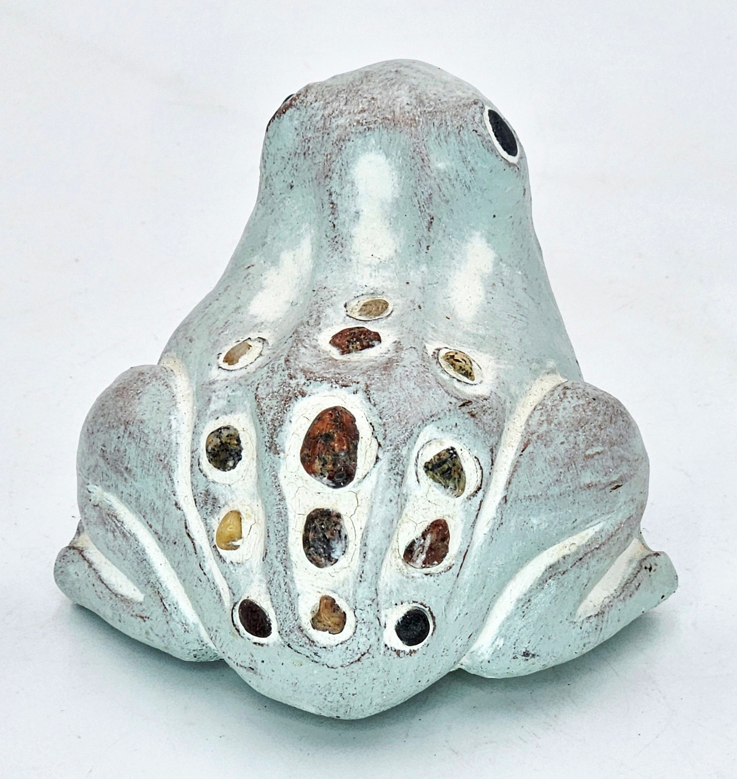 Isabel Bloom Frog Figurine Gray Concrete Stones on Back