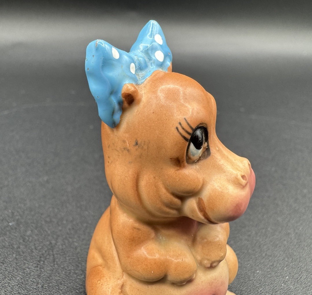 Vintage Josef Originals Baby House Hippo 1960s MCM Small Ceramic Figurine