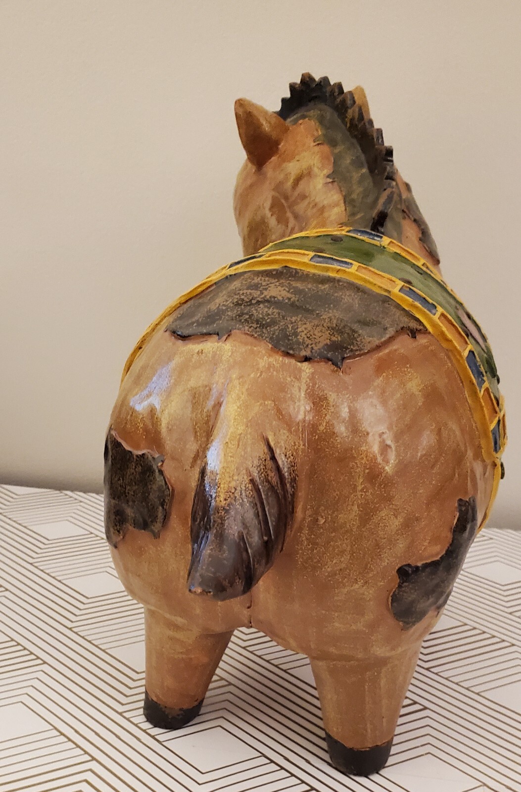 Large Patched Horse Monkey Mexican Style Statue Figurine Animal Folk Art 15×11