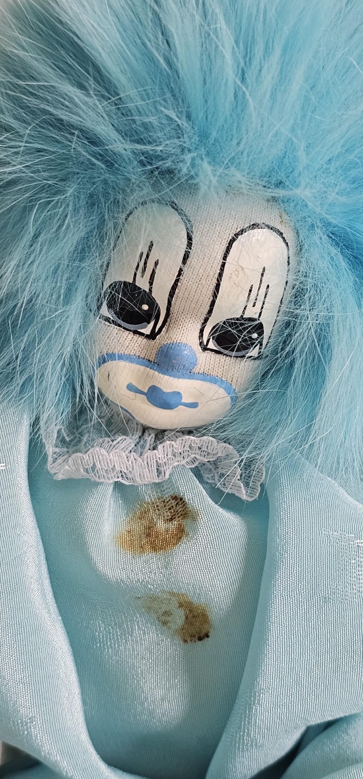 Vtg Q-Tee Clown Sand Doll Rabbit Hair Painted 1980s Aqua