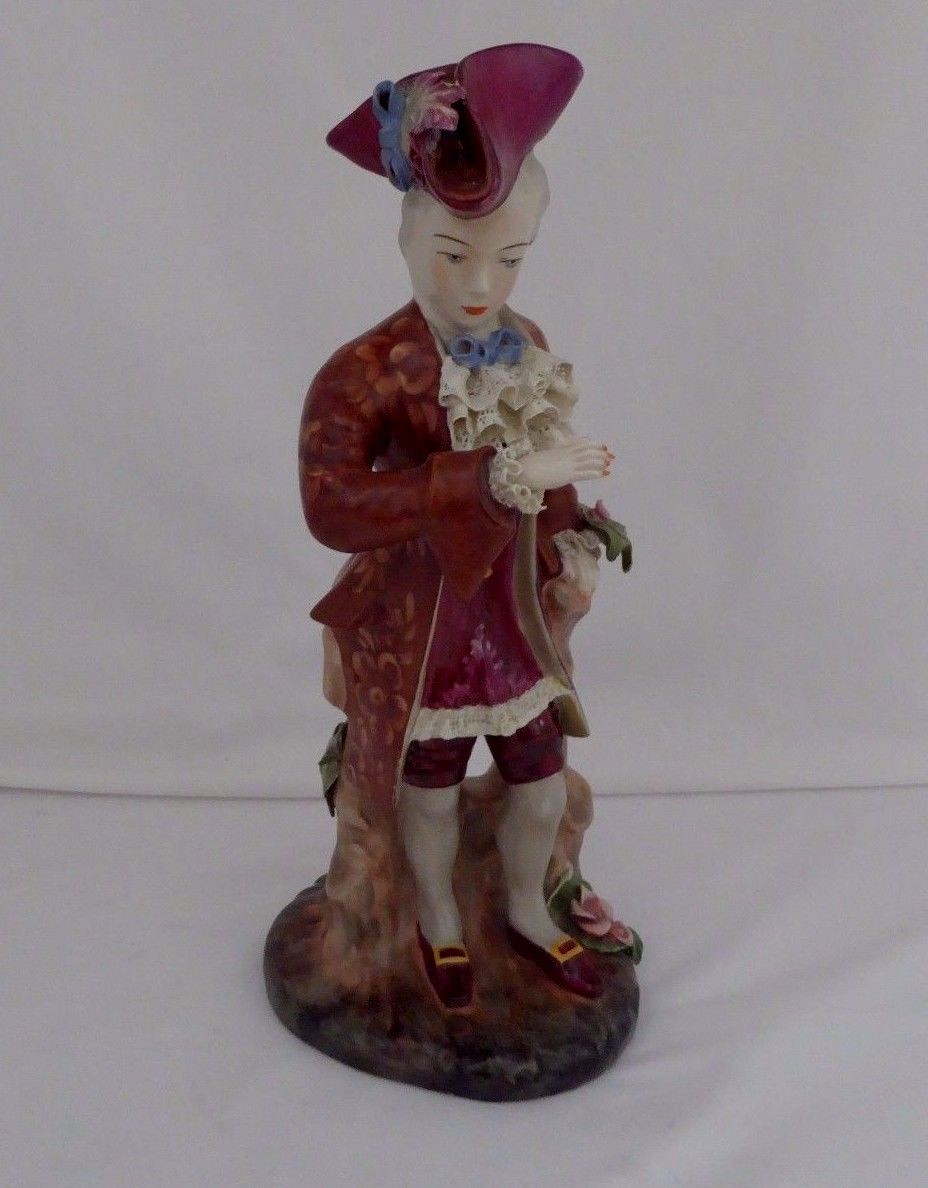 Cordey Gentleman Handsomely Dressed in Lace Ascot + Blue Bow. 13.5″H. 1940