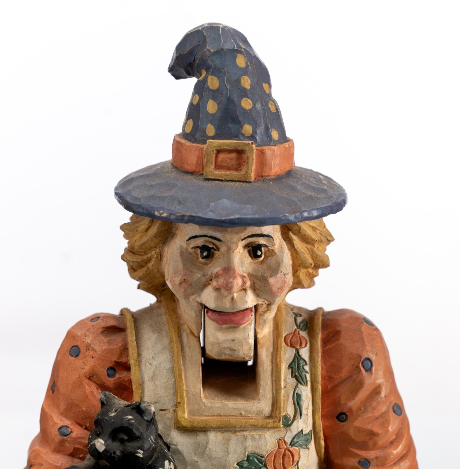 Halloween Witch Cats Nutcracker 9.5″ 1lb Resin Carved Jim Shore Style UNBRANDED