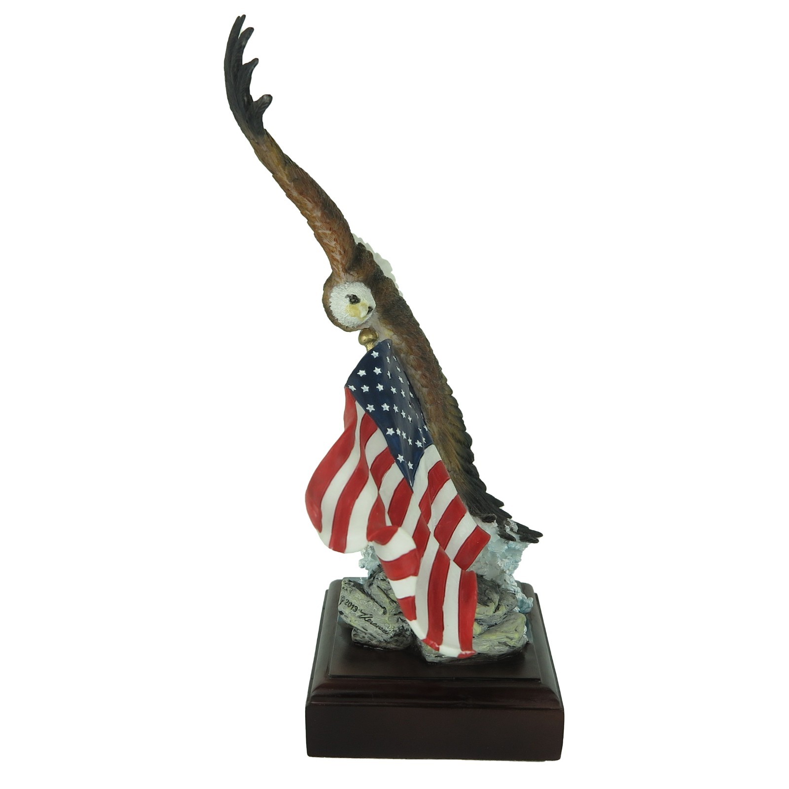 Bald Eagle & Flag American Pride – Detailed Figurine Miniature 8.5″H New in Box