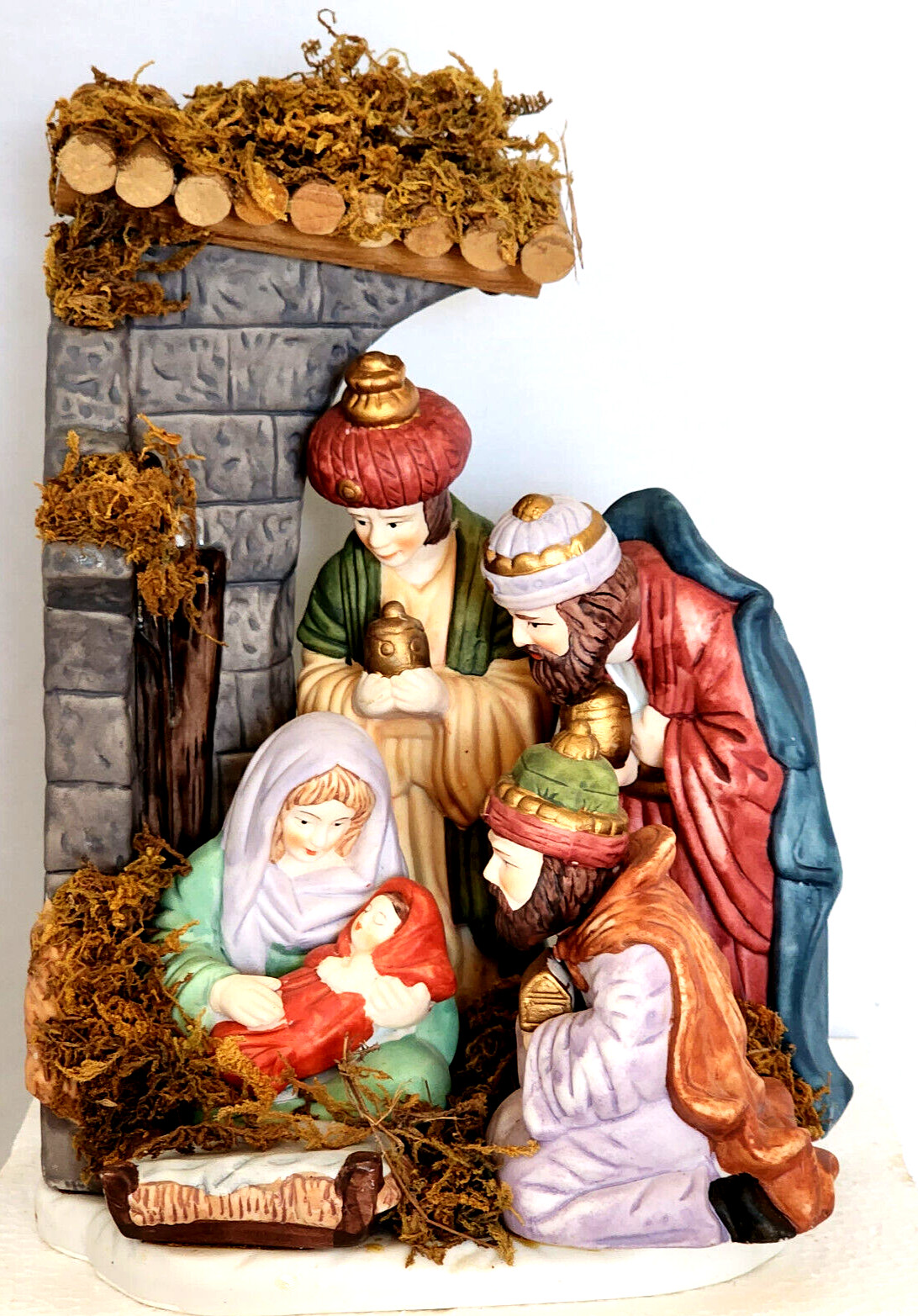 Hand Painted Porcelain Nativity Scene 9″ Christmas Decoration