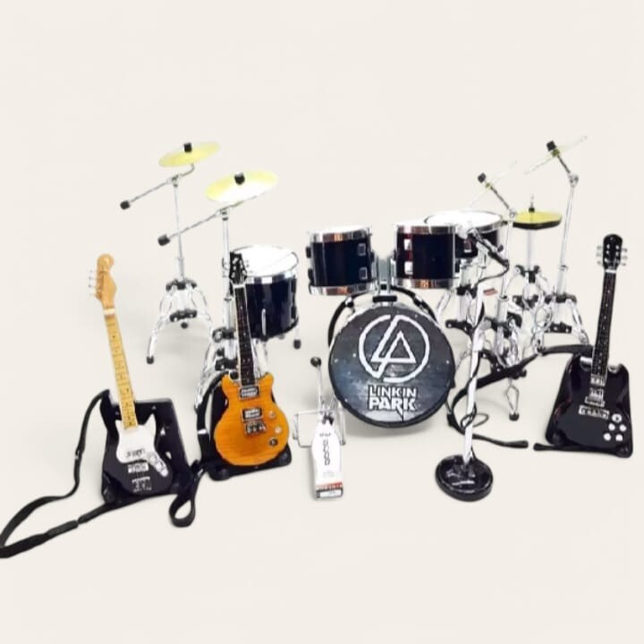 Miniature Guitar, Bass & Drum Set Linkin Park Musical Instruments Display Only