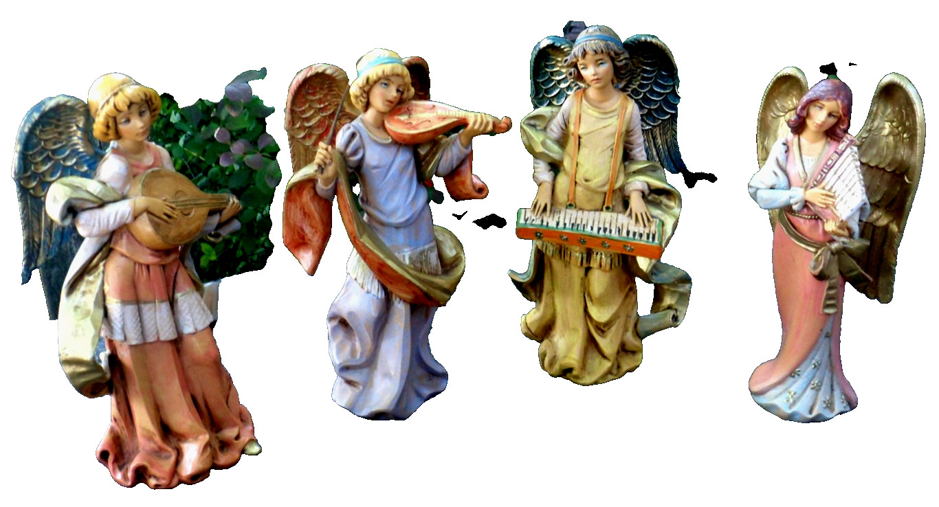 Fontanini Depose Italy Simonetti Angels Playing Instruments Set Of 4 Vtg 6.5″