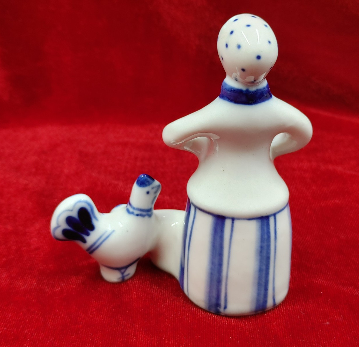 Vintage Gzhel Figurines Lot Of 6 Hand Painted Russian Folk Art USSR *Please Read