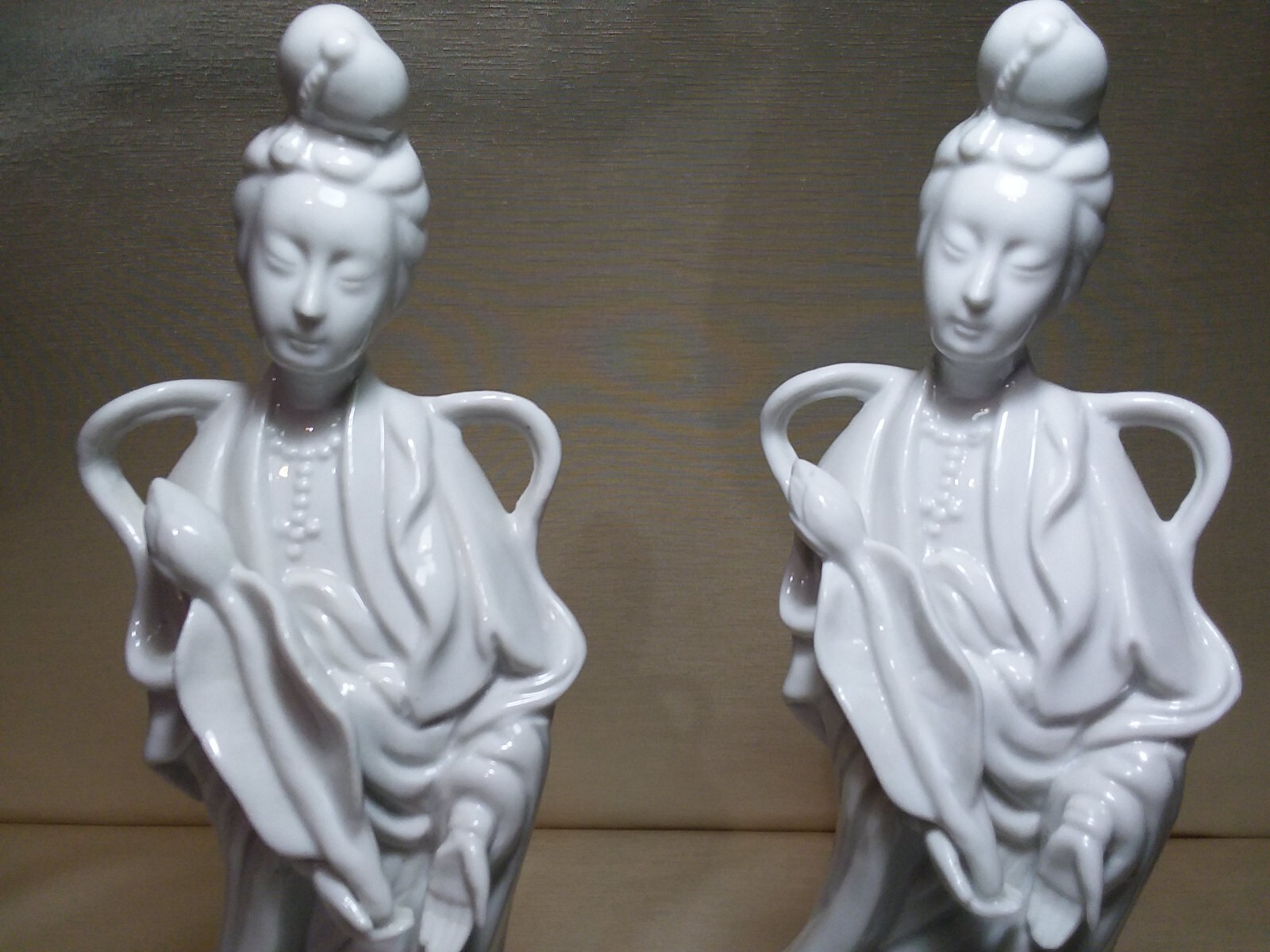 2 Geisha ORIENTAL GIRL HOMCO #1426 Cross Sword White Porcelain Figurine 12″