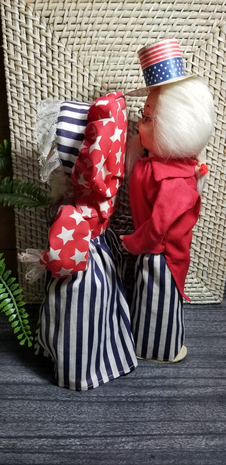 July 4th Uncle Sam Betsy Ross Patriotic 1776-1976 Folk Art Figures Kitschy