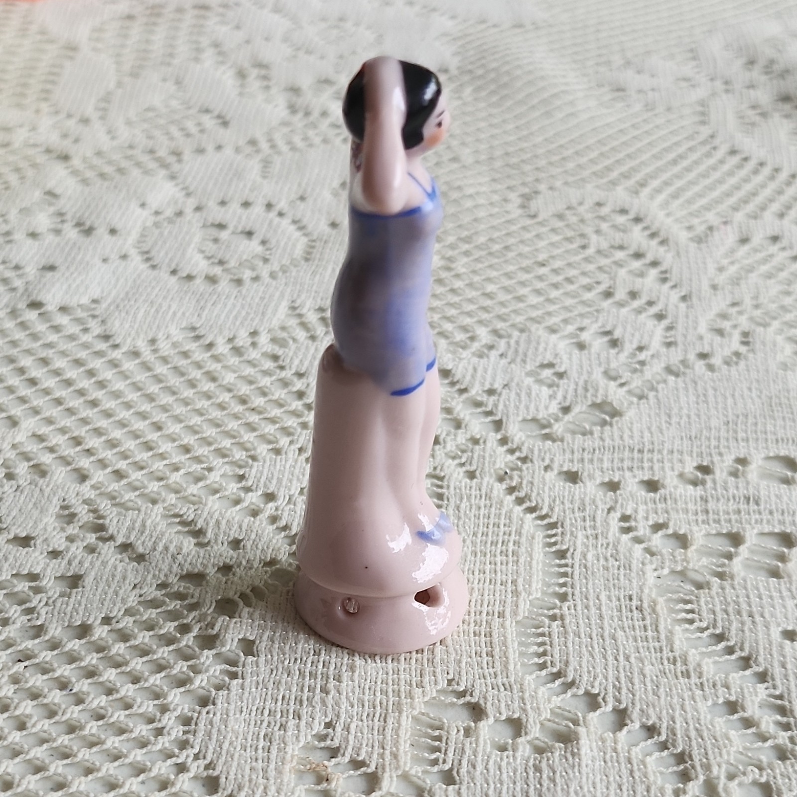 Ceramic PiN Girl Figurine Pink Blue & Black Glossy Finish People Theme.