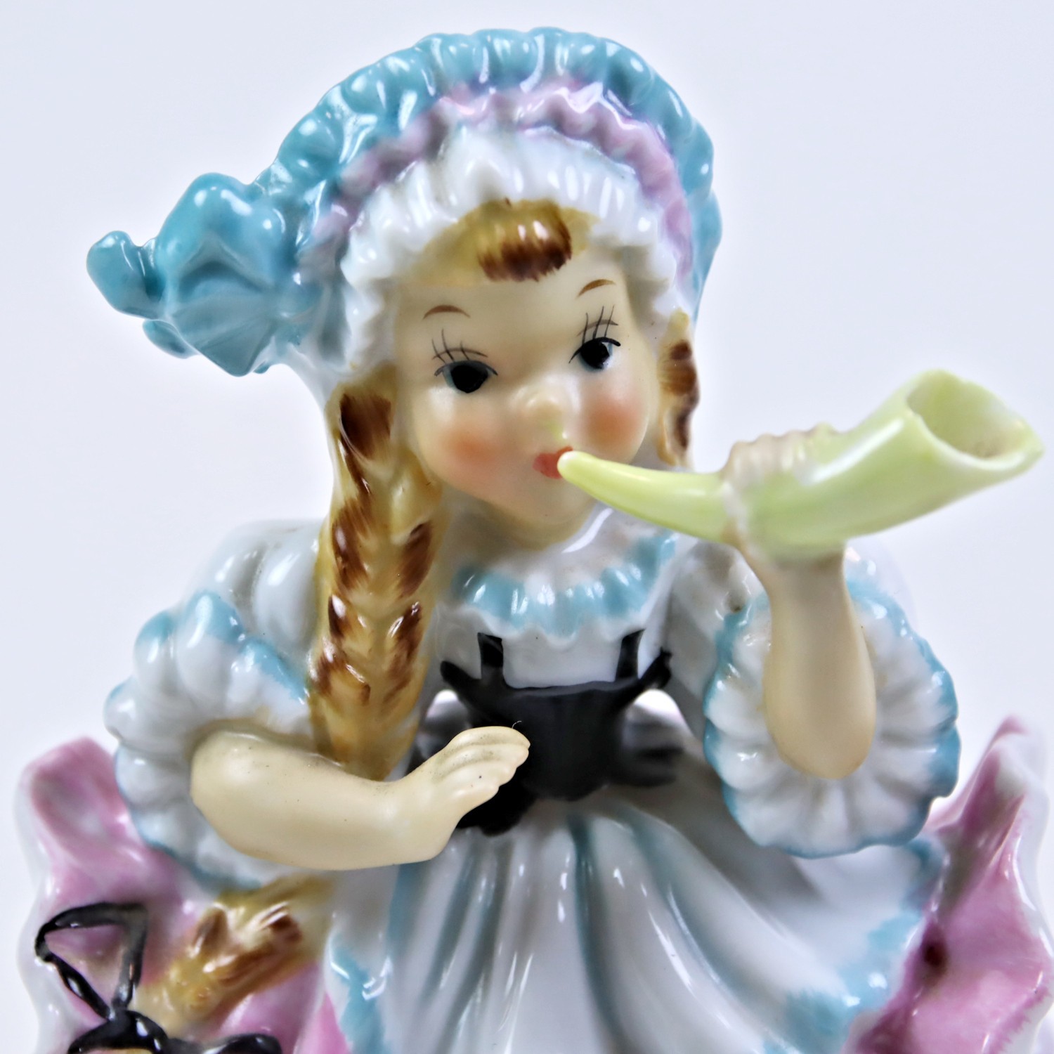1950s Little Bo Peep Blowing Horn Blonde Braid Lenwile Ardalt Pink Dress 6146D