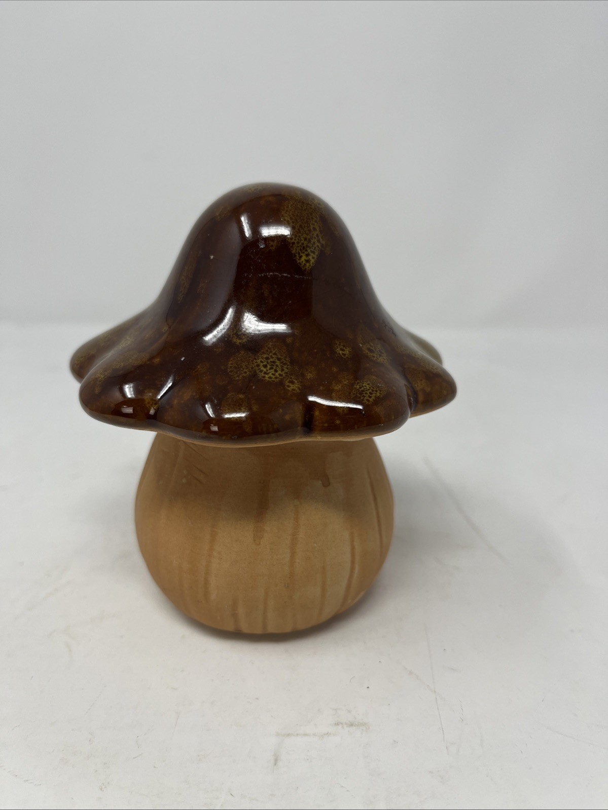 4″ Drip Glazed Ceramic Mushroom Figurine Pottery Retro Decor