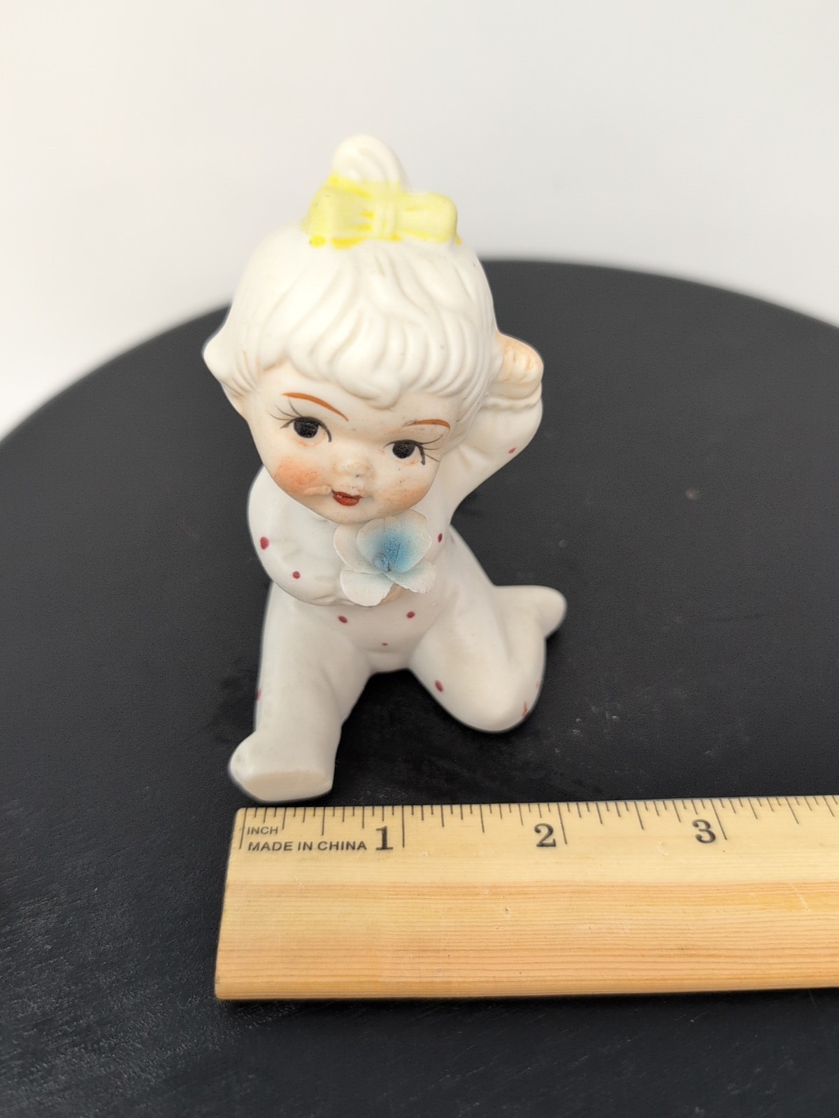 1950s Sophia-Ann Adorable Babies Holding Flower Porcelain Set Of 3 3″-4″ T
