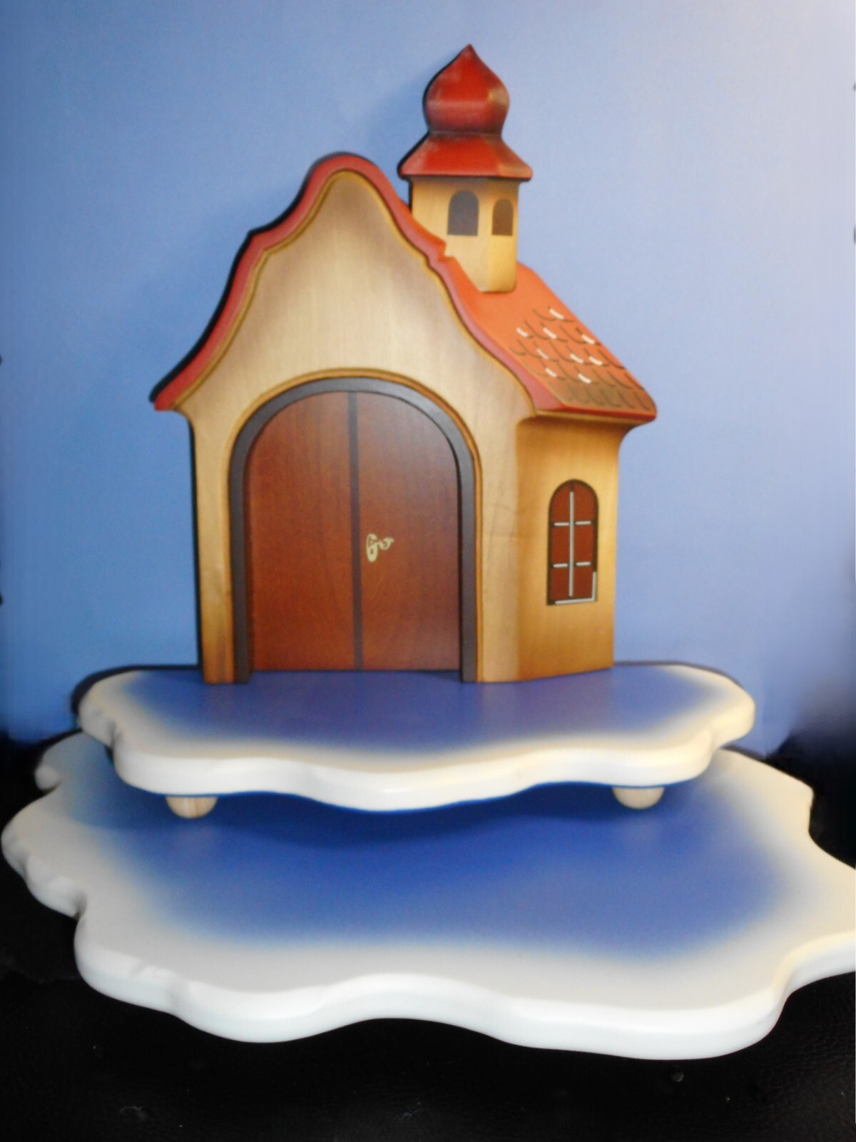 HUMMEL BAVARIAN CHURCH w/CLOUDS DISPLAY MUSICAL ANGEL SYMPHONY FIGURES 3pc MINT