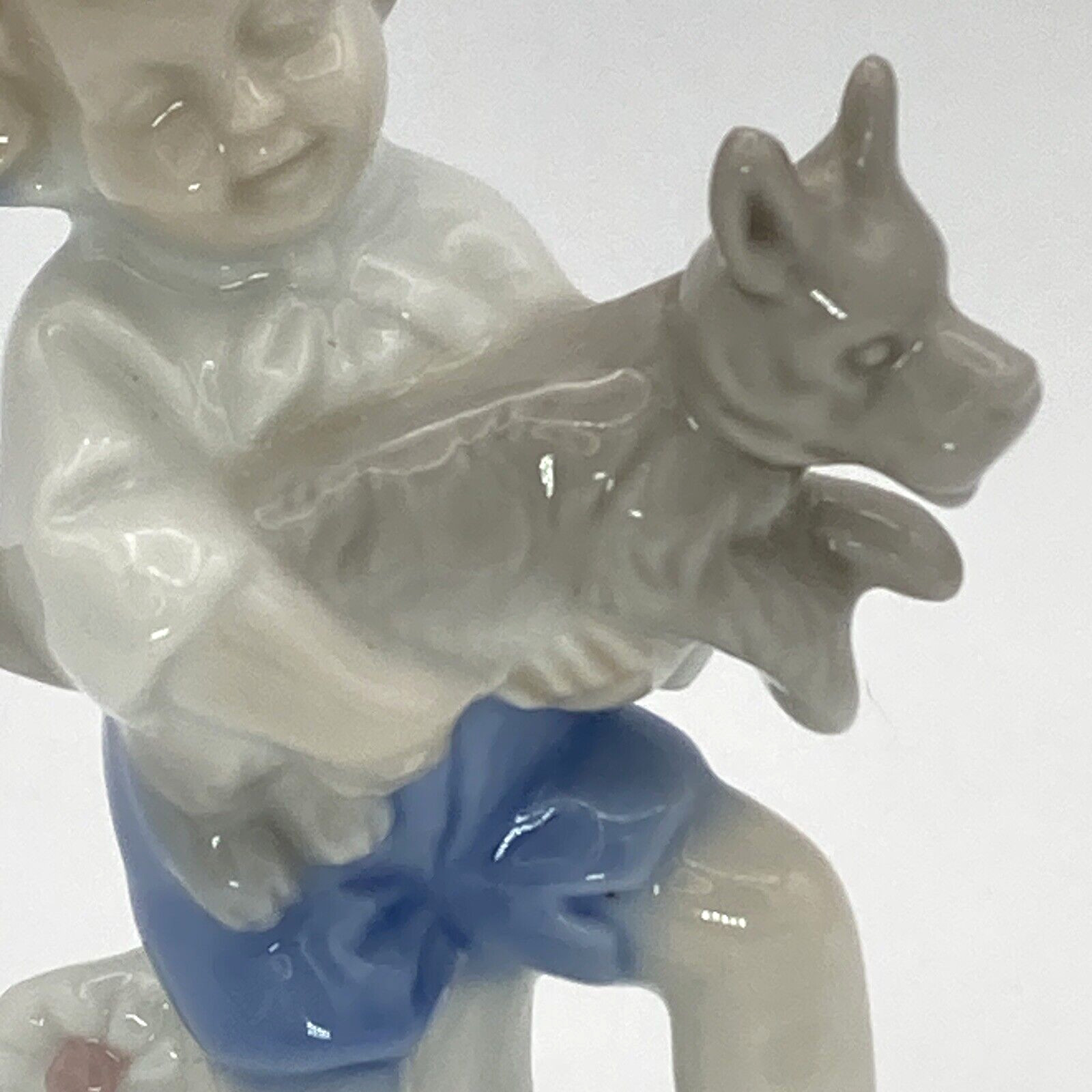 Vintage Fine Quality Lego Japan Porcelain Boy with Dog Figurine Collectible 4.5″