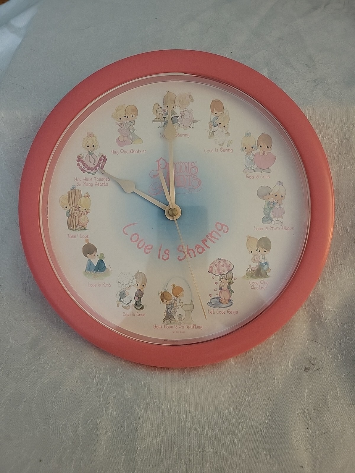 Precious Moments LOVE IS SHARING New Wall Clock 10” Pink Vintage