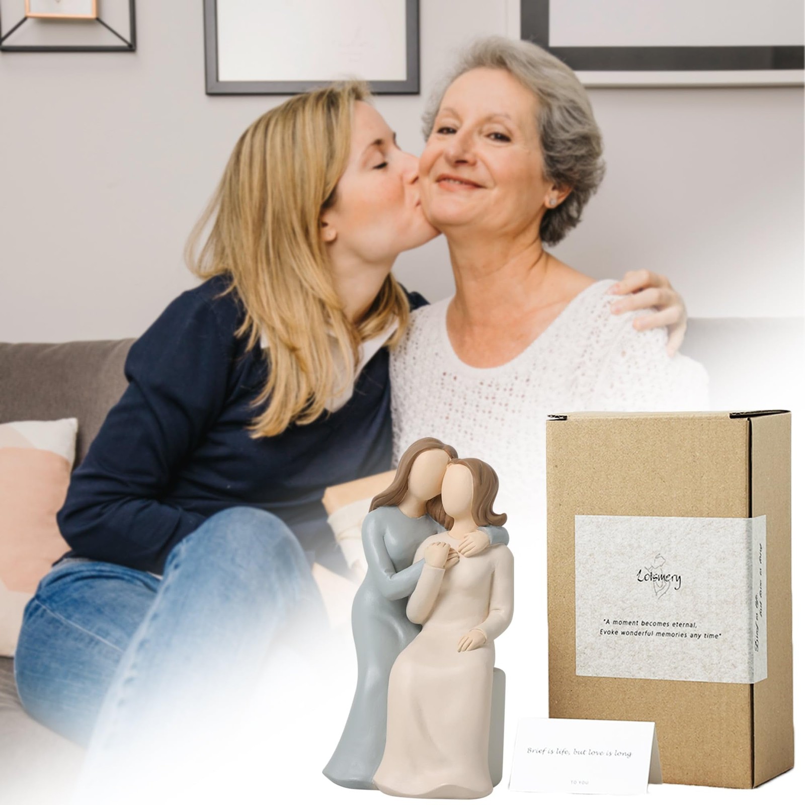 Mother Daughter Figurines Statue Mom Sentimental Memorial Sculpture Decor