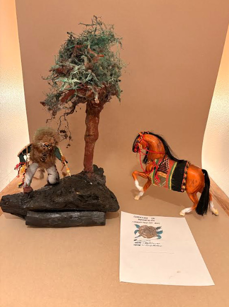 Tracker” Handmade Figurine & Horse by Daisy Shelling w/ COA Cherokee descendant