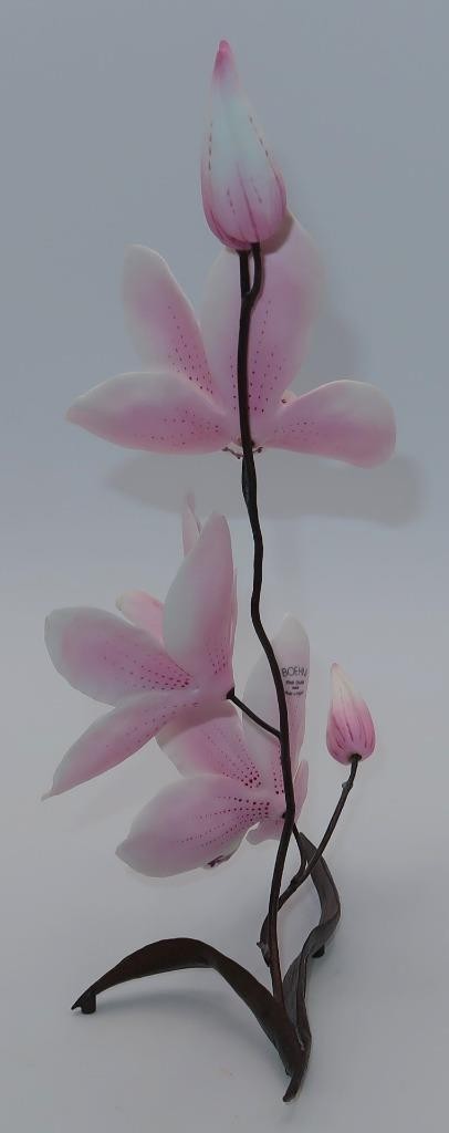 Boehm, England Cymbidium PINK ORCHID, #60008 Porcelain Floral Figurine, 10 1/2″