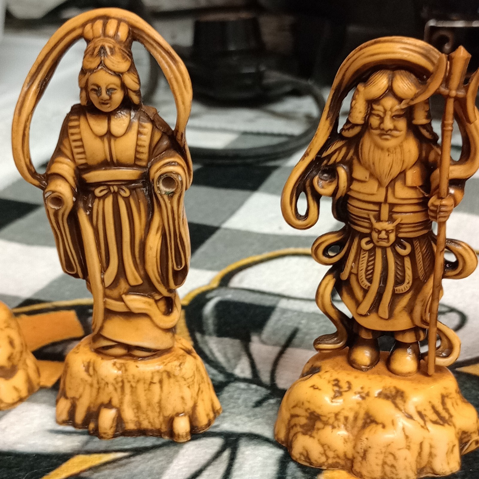 partial set of six vintage mid-century Japanese celluloid or resin lucky gods
