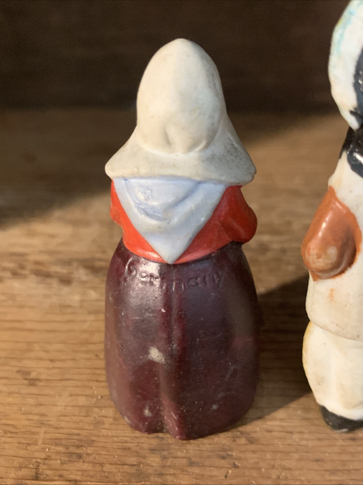 3 Vintage Bisque Porcelain Hand Painted Figurines. Approx 2.25”- 2.5” High