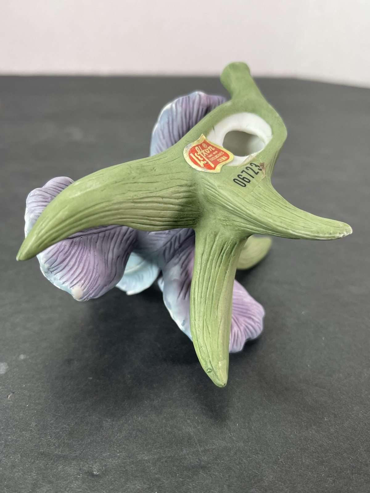 Lefton Blue Porcelain Bearded Blue Iris 4 3/4x 3.5”