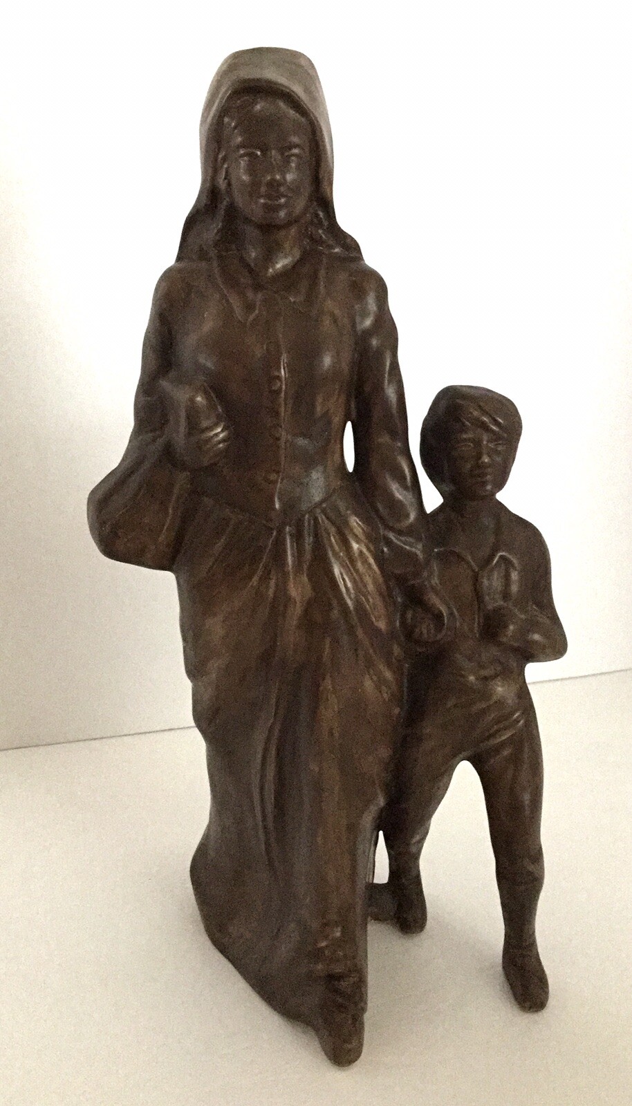 Vintage Statue Tall Figurine Victorian Woman Mother Child Son 1989 Signed Gift