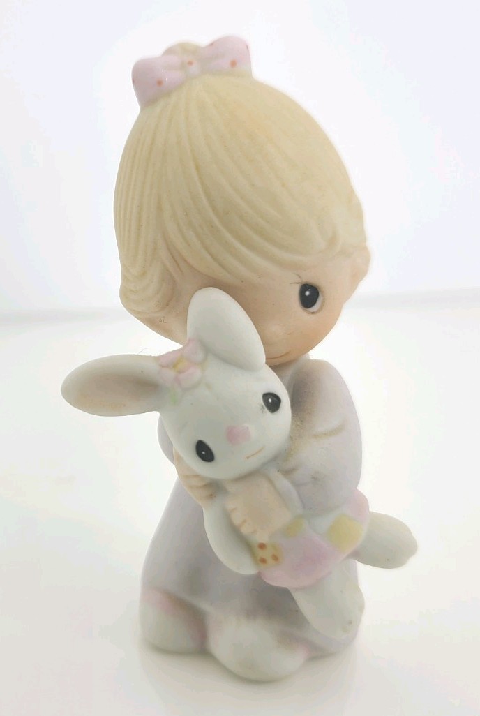1982 Precious Moments Girl With Bunny Figurine Jonathan & David E-9279